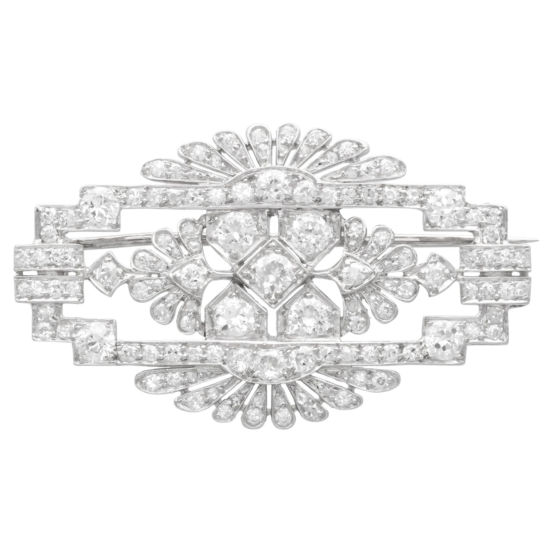 Broche Art déco ancienne en platine et diamants de 4,52 carats, c. 1930