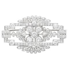Antique Art Deco 4.52 Carat Diamond and Platinum Brooch Circa 1930
