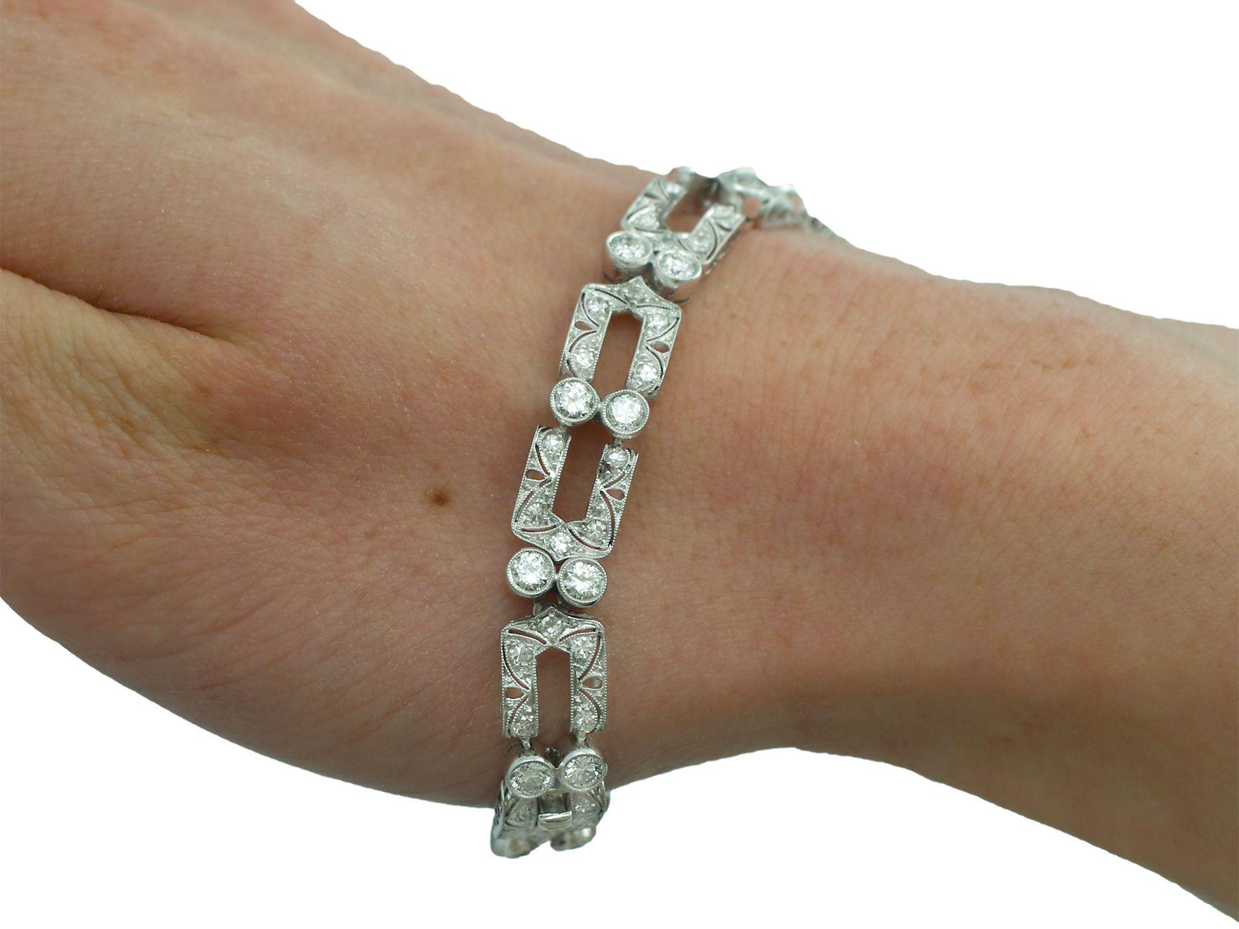 Antique Art Deco 5.25Ct Diamond Platinum Bracelet, Circa 1925 4