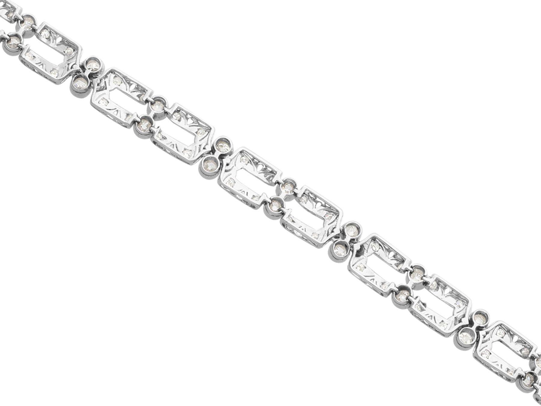 Women's or Men's Antique Art Deco 5.25Ct Diamond Platinum Bracelet, Circa 1925