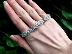 Pulsera Art Déco de 6,21 quilates de diamantes y zafiros en platino