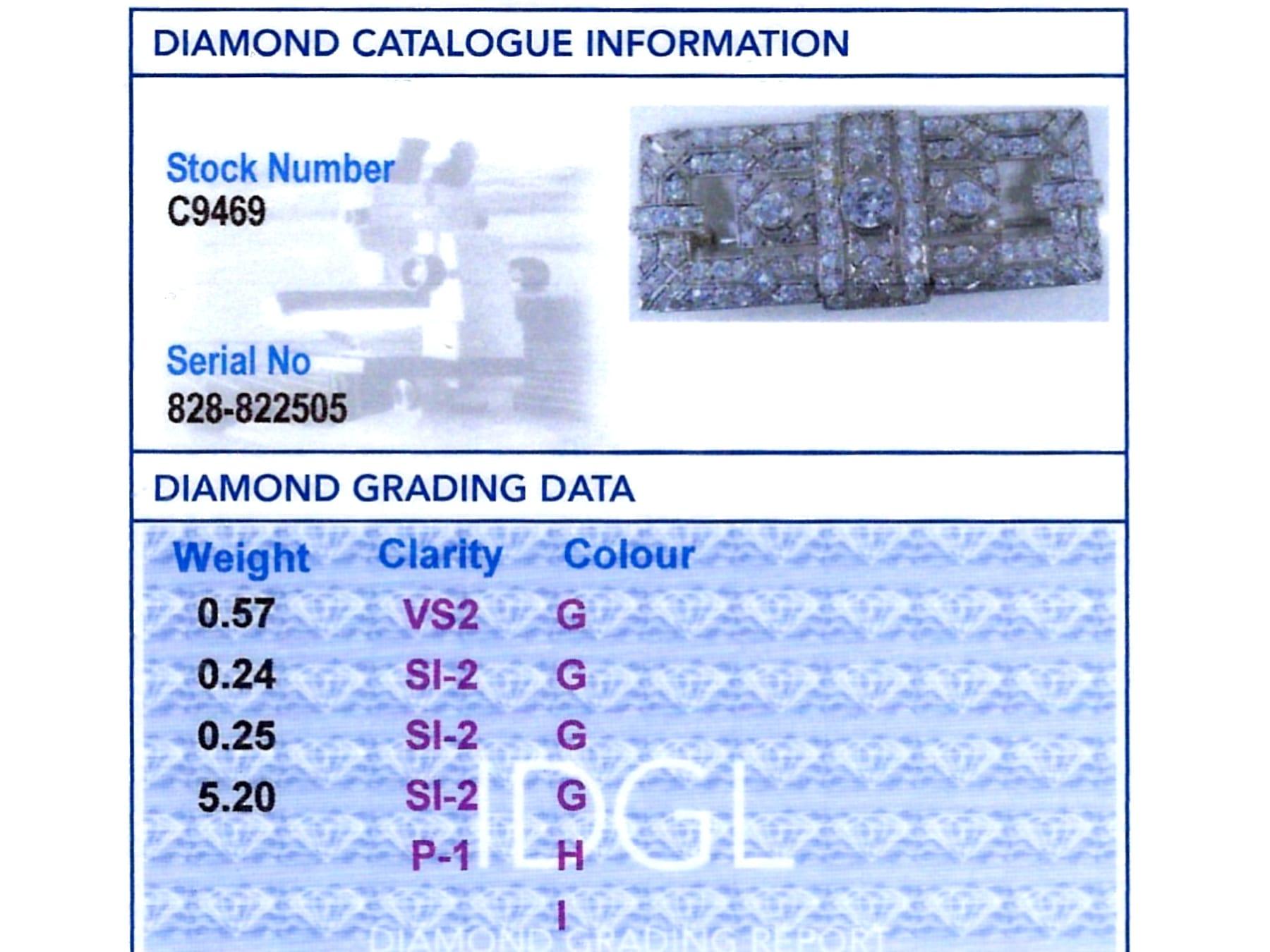 Antike Art Deco 6,26 Karat Diamant und Platin Brosche CIRCA 1925 im Angebot 4
