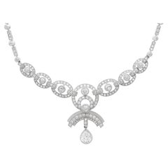 Antique Art Deco 7.63 Carat Diamond and Platinum Necklace Circa 1915