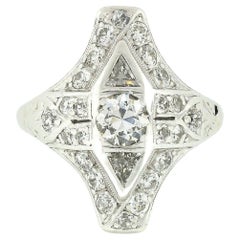 Antique Art Deco .900 Platinum Trillion & Old Cut Diamond Engagement Dinner Ring