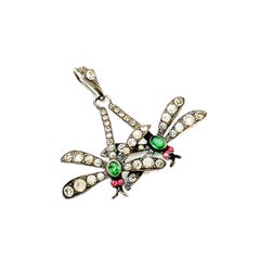 Antique Art Deco 935 Silver Double Dragonfly Pendant 1920s