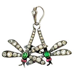 Antique Art Deco 935 Silver Double Dragonfly Pendant 1920s