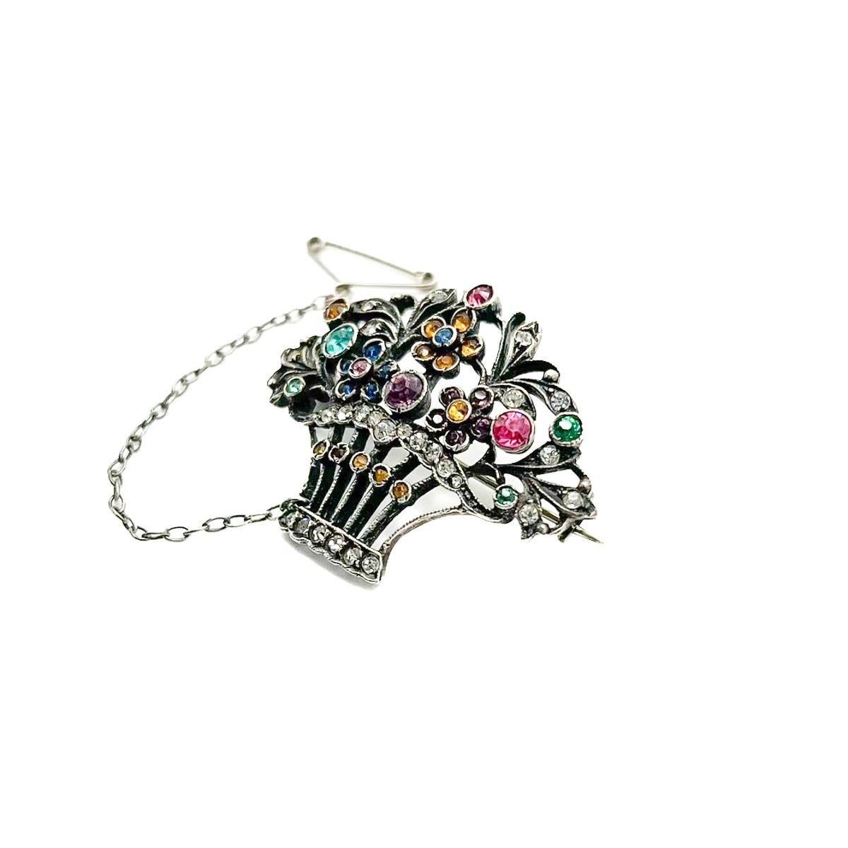 Art Déco Antique Art Deco 935 Silver Giardinetti Brooch 1920s in vendita