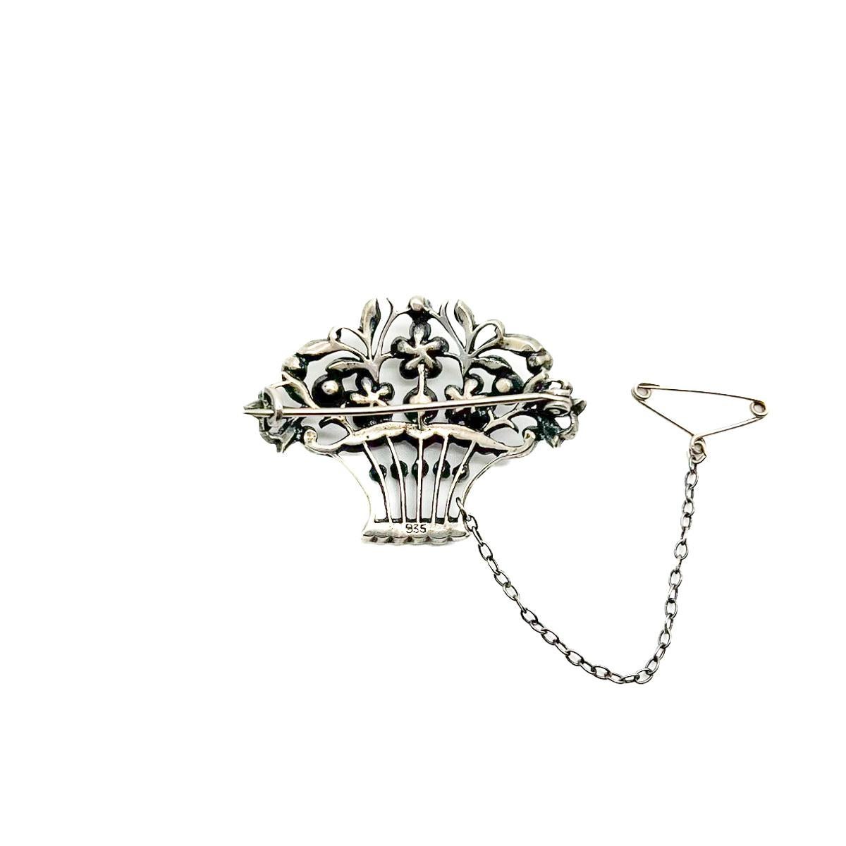 Antique Art Deco 935 Silver Giardinetti Brooch 1920s In condizioni buone in vendita a Wilmslow, GB