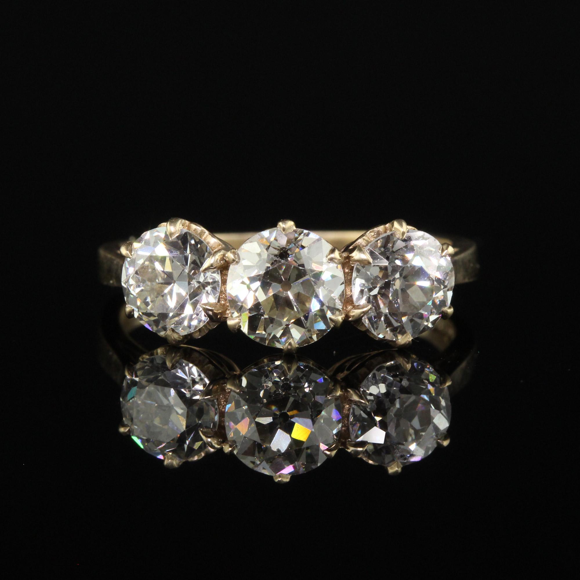 Bague de fiançailles Art déco ancienne en or jaune 9 carats avec diamants européens anciens - G Bon état - En vente à Great Neck, NY