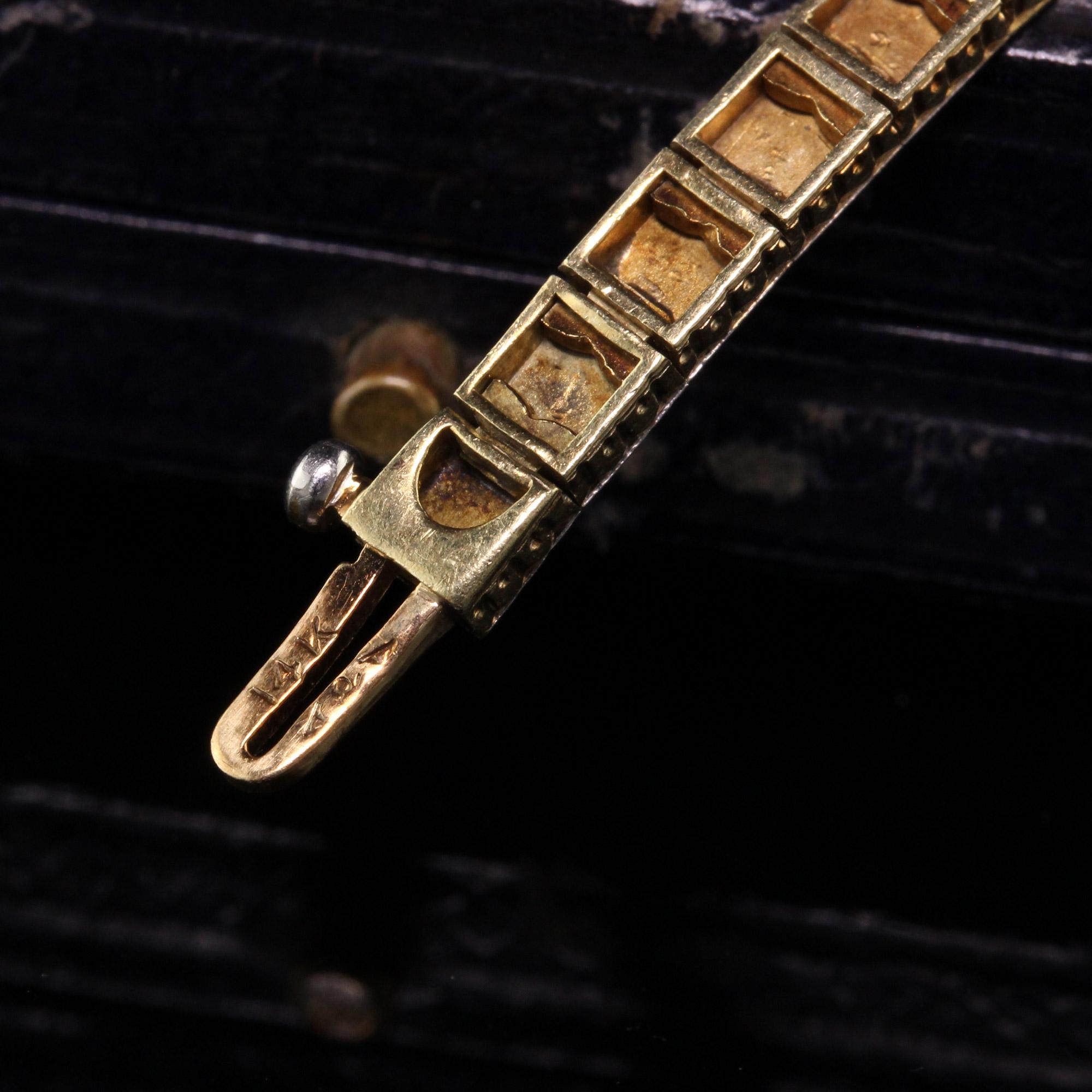 Antique Art Deco Allsopp and Allsopp 14k Gold Platinum Diamond Sapphire Bracelet In Good Condition In Great Neck, NY