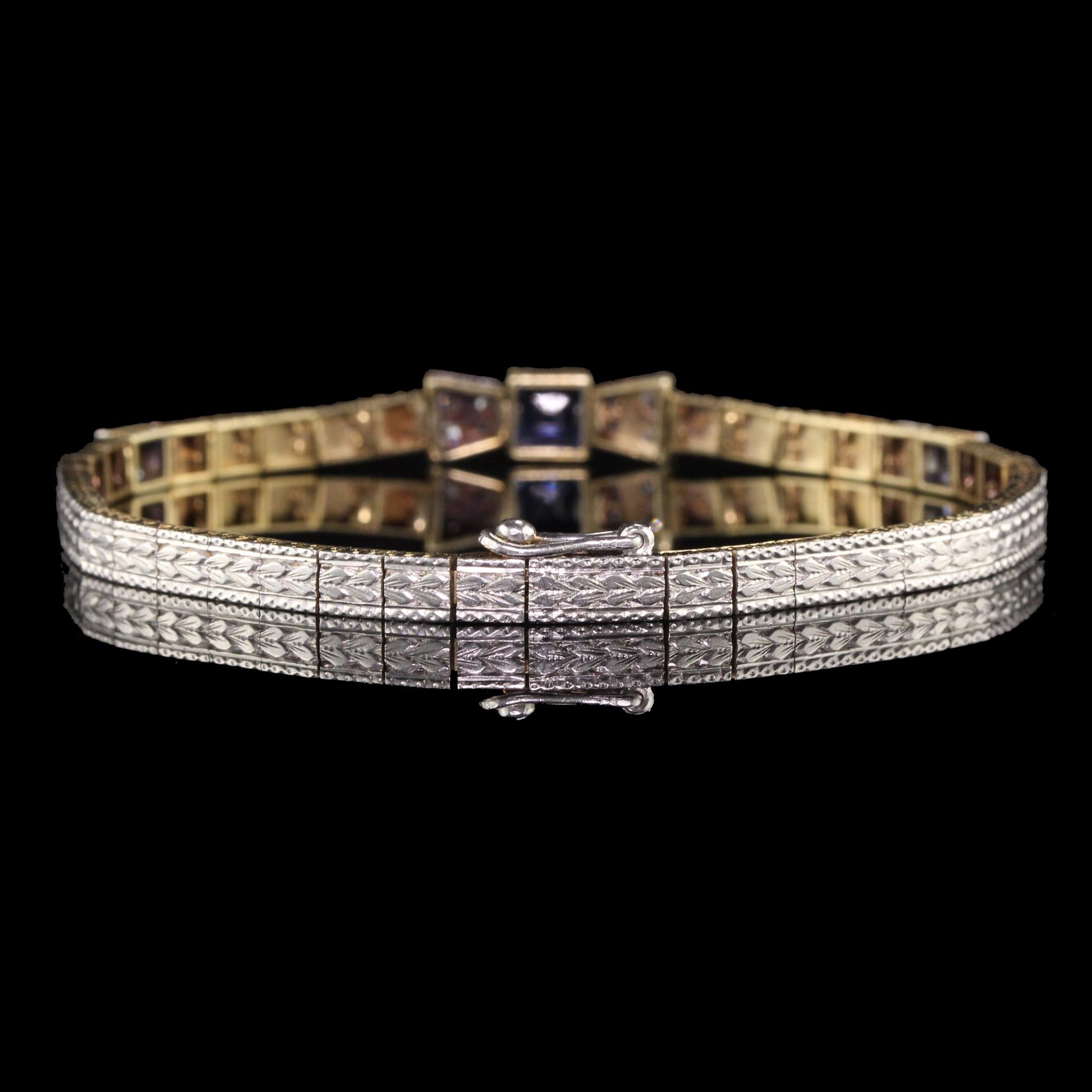 Antique Art Deco Allsopp and Allsopp 14k Gold Platinum Diamond Sapphire Bracelet 1
