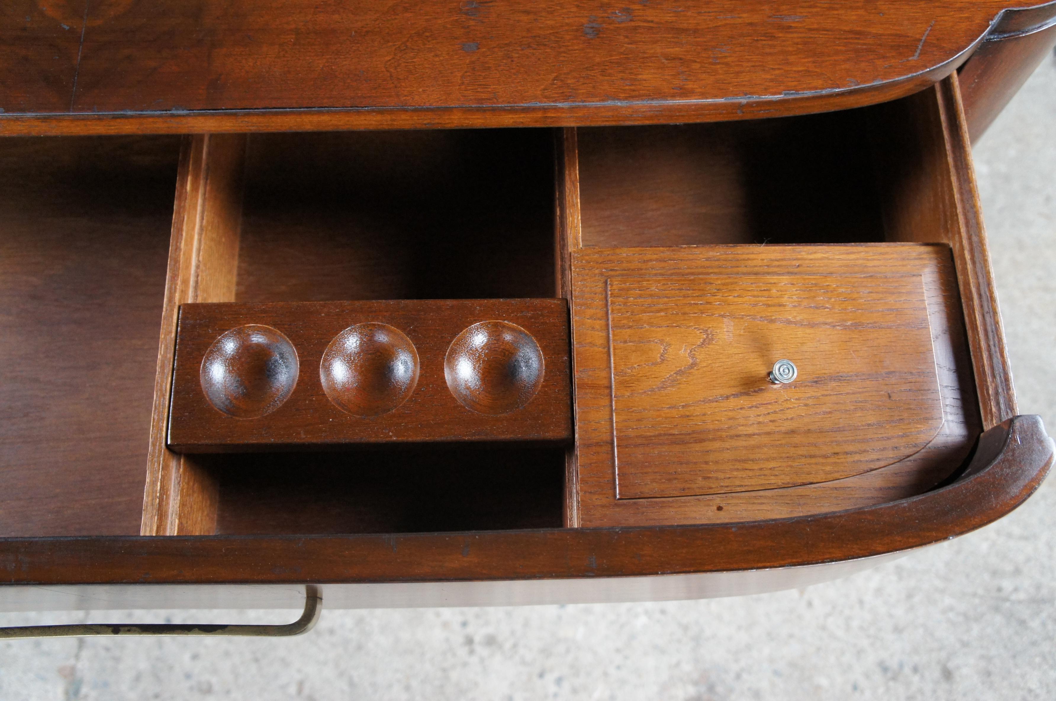 Antique Art Deco American Walnut Bowfront 4 Drawer Bedroom Dresser Chest 4
