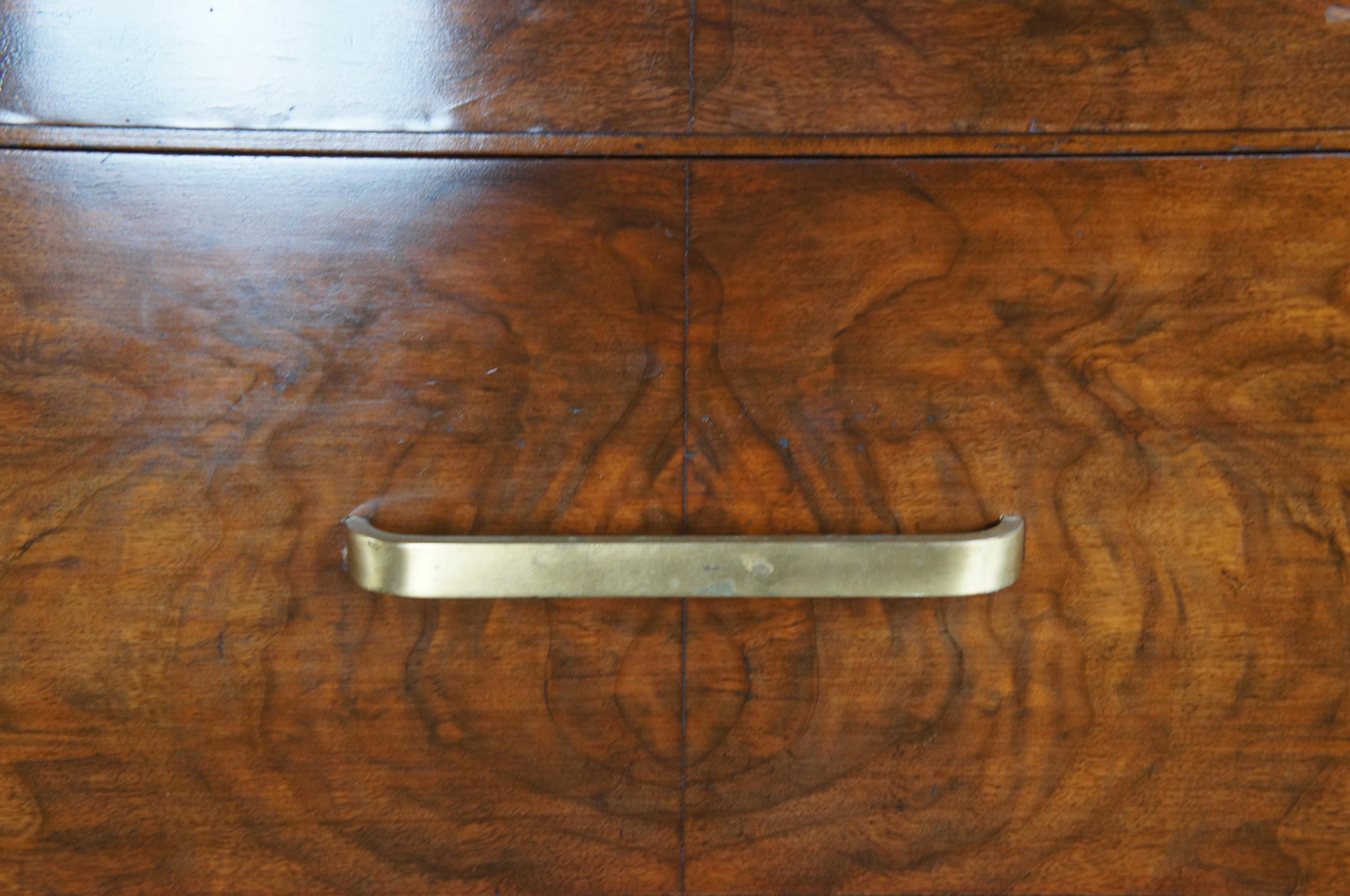 Antique Art Deco American Walnut Bowfront 5 Drawer Dresser Tallboy Chest 2