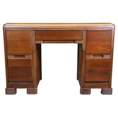 Antique Art Deco American Walnut Waterfall Writing Desk Dressing Table