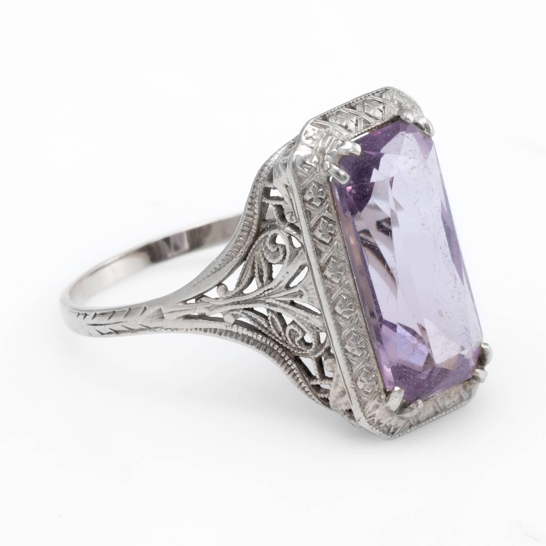 Antique Art Deco Amethyst Filigree Ring  In Excellent Condition In Torrance, CA