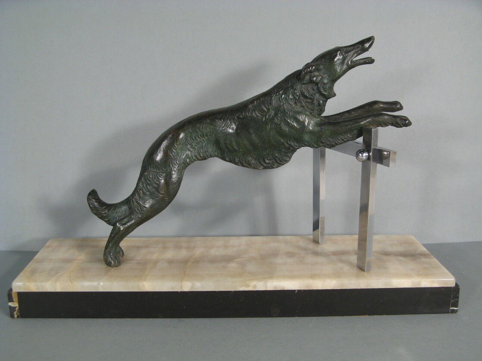 Antique Art Deco Animal Sculpture in Bronze, 1930s, Racing Greyhound - 1Y162 In Good Condition In Bordeaux, FR