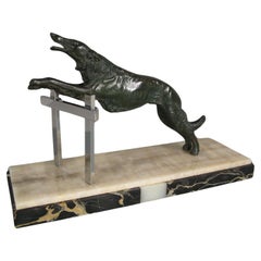 Antique Art Deco Animal Sculpture in Bronze, 1930s, Racing Greyhound - 1Y162