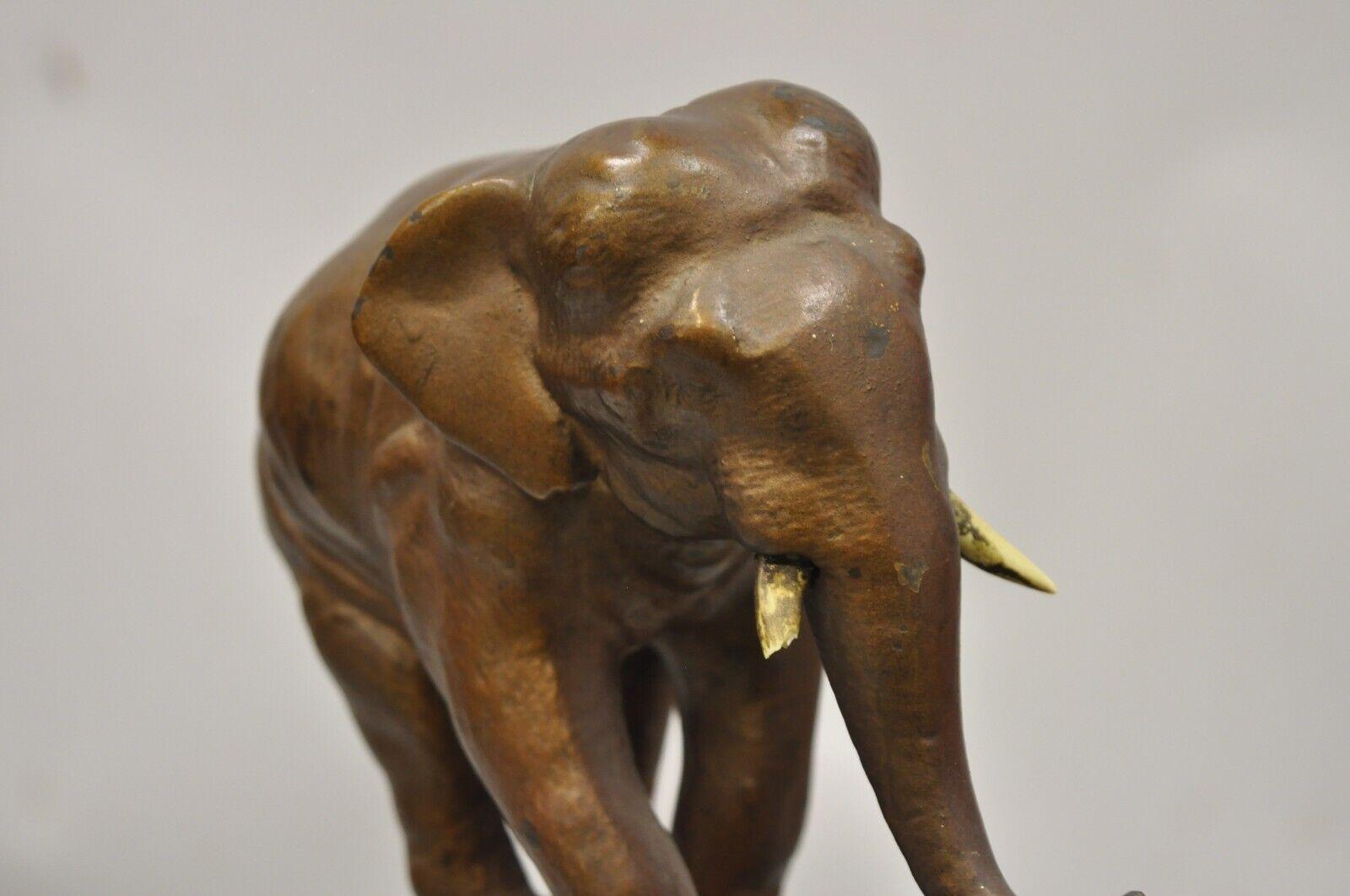 20th Century Antique Art Deco Armor Bronze Circus Elephant Bronze Clad Table Ashtray