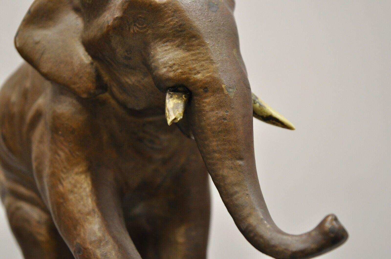 Antique Art Deco Armor Bronze Circus Elephant Bronze Clad Table Ashtray 1