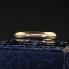 Antique Art Deco Art Carved 14K Yellow Gold Classic Wedding Band - Size 8 1/2