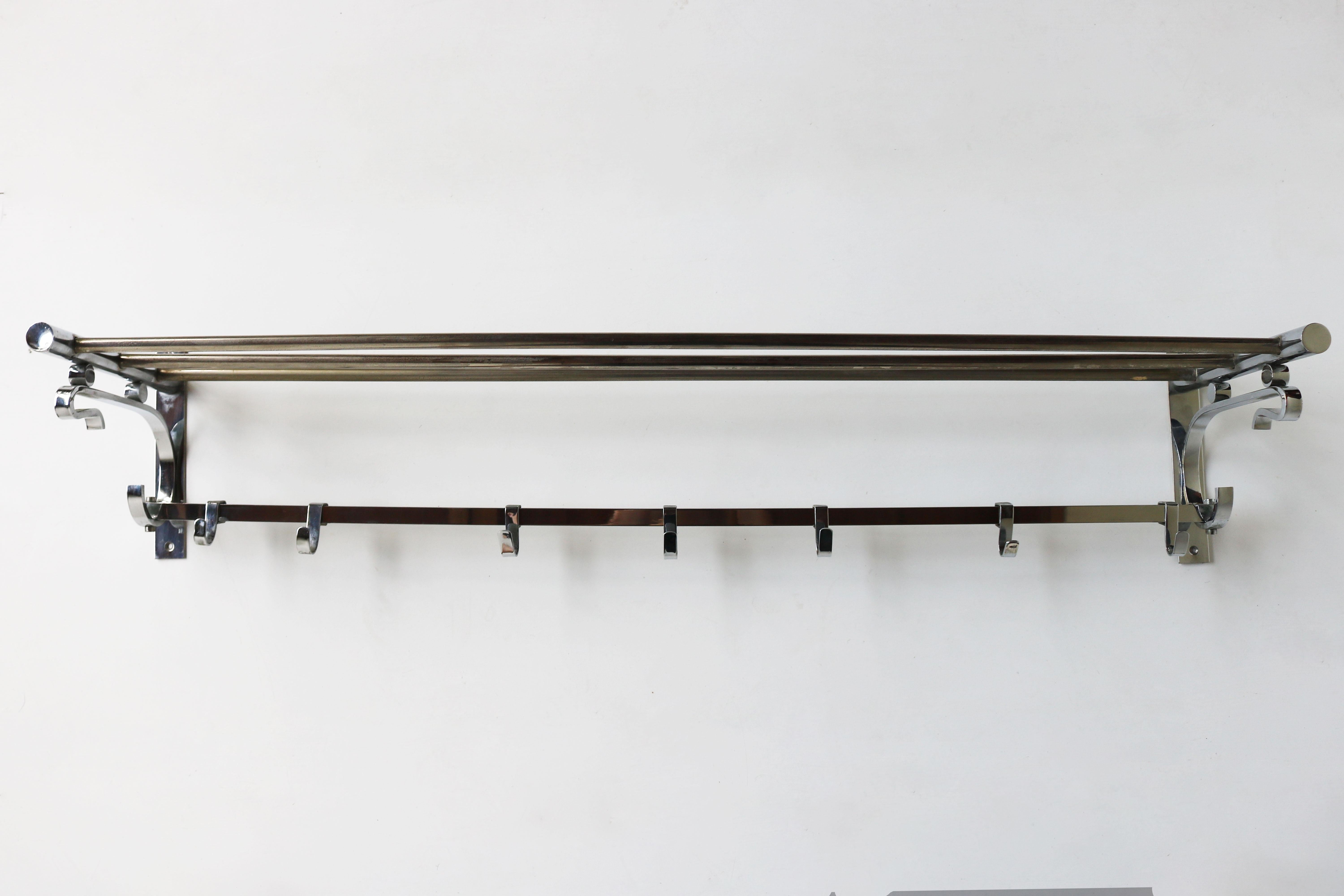 Early 20th Century Antique Art Deco / Art Nouveau Coat Rack / Hat Rack 1920 Chrome Hallway Hanger