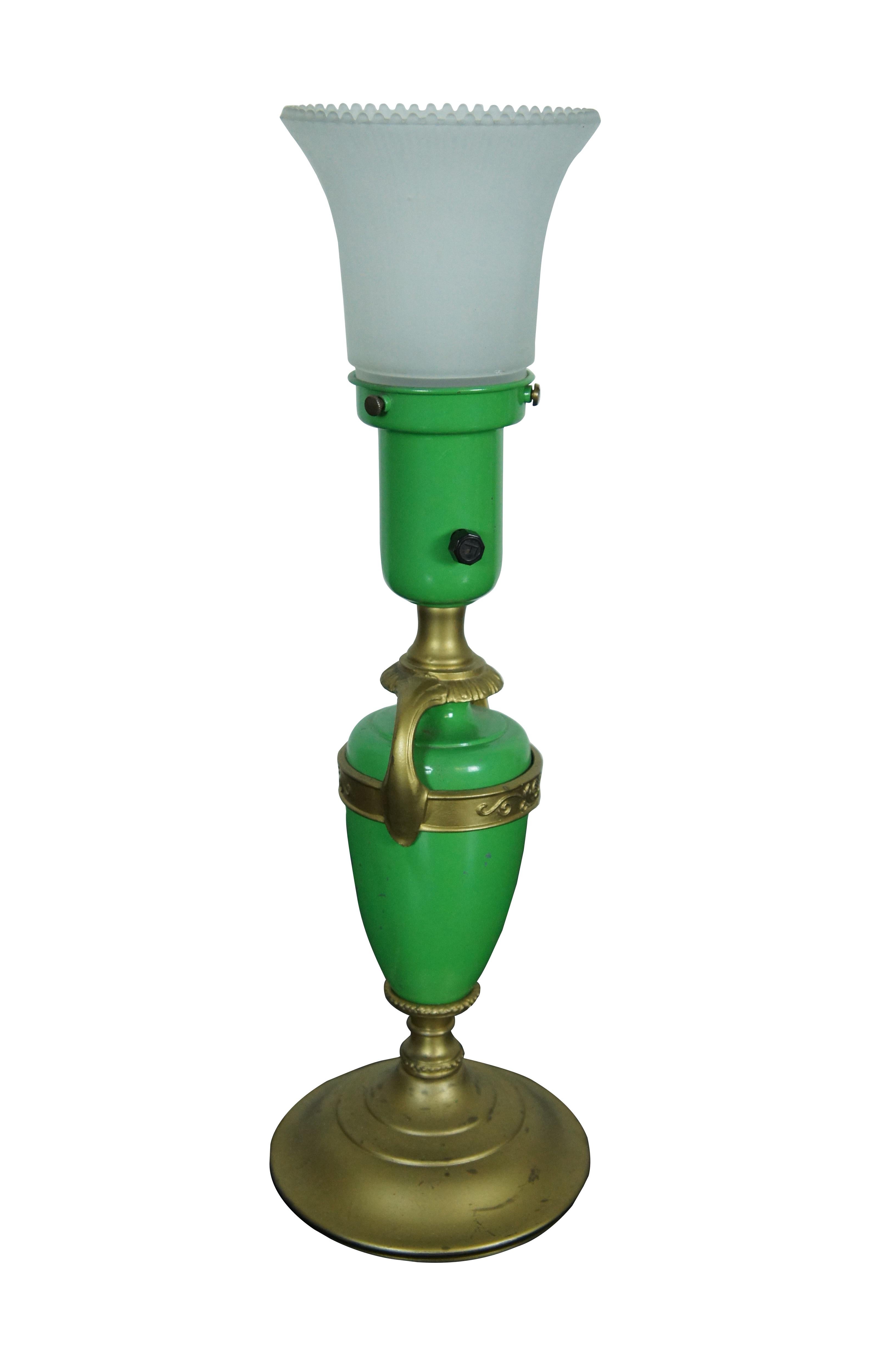 Antique Art Deco Artistic Brass & Bronze Works NYC Metal Budoir Lamp Uplight 17