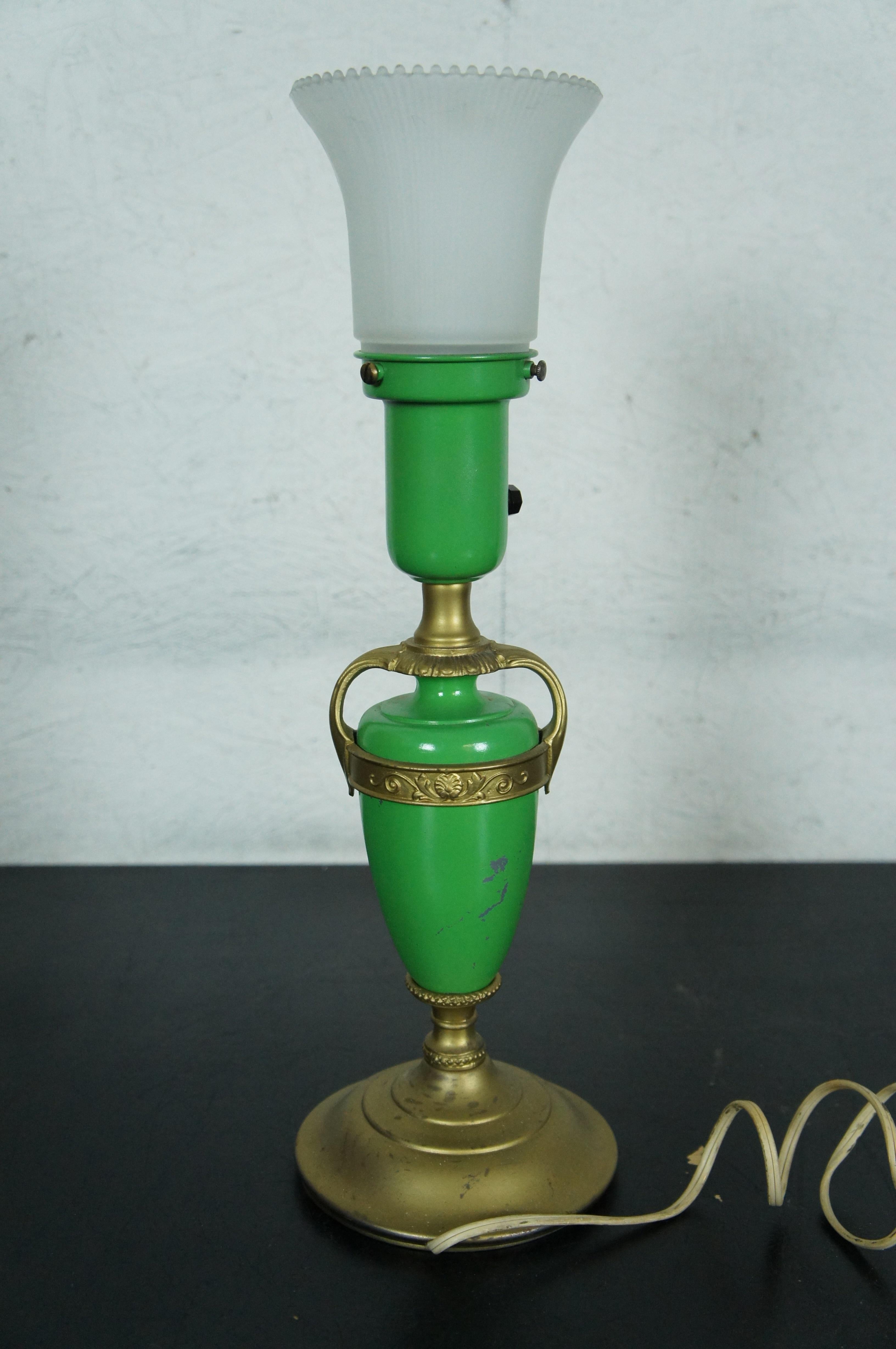 20th Century Antique Art Deco Artistic Brass & Bronze Works NYC Metal Budoir Lamp Uplight 17