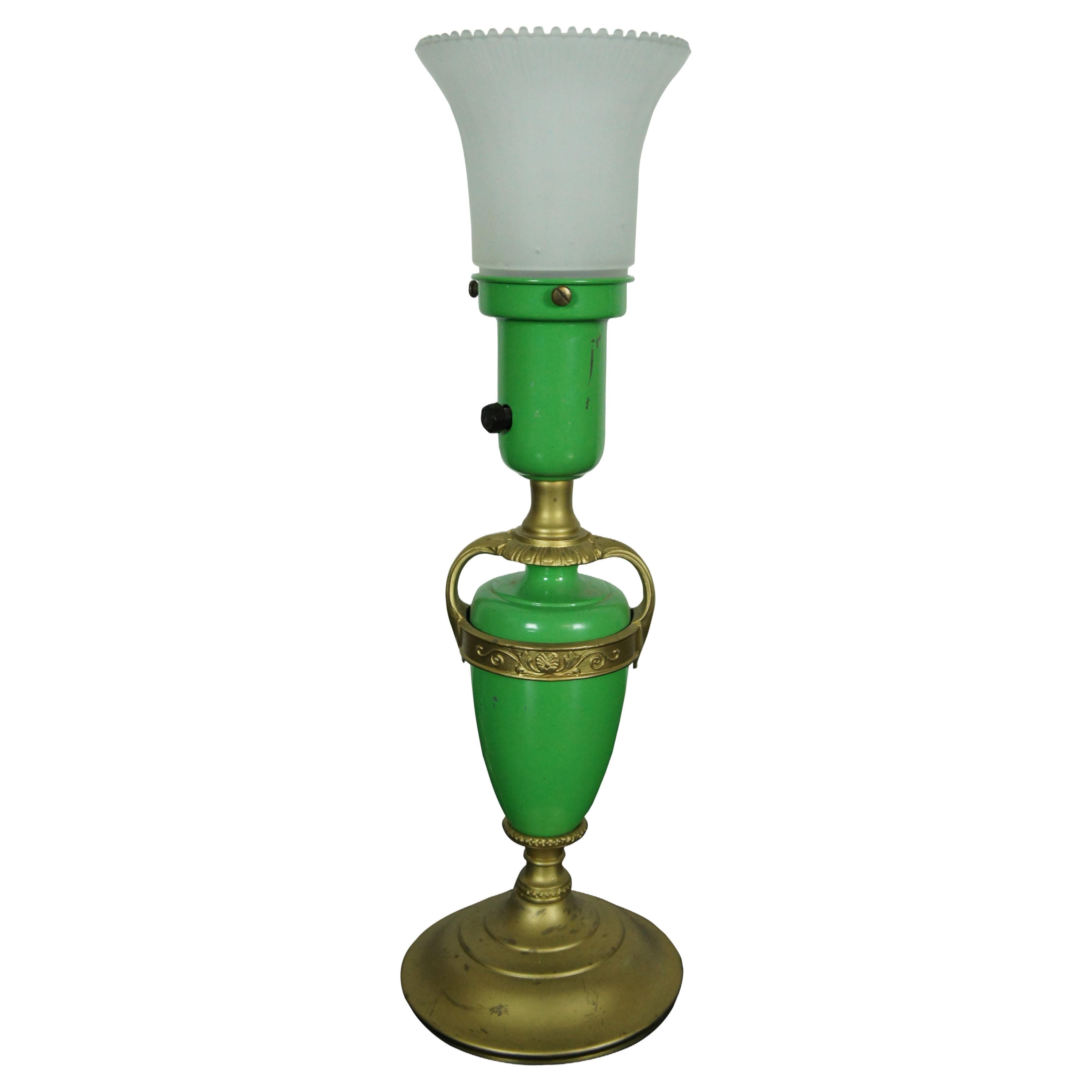 Antique Art Deco Artistic Brass & Bronze Works NYC Metal Budoir Lamp Uplight 17"