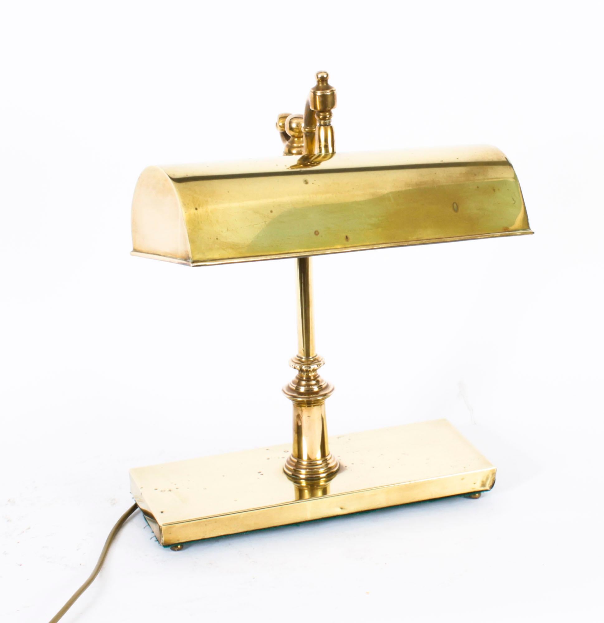 Antique Art Deco Artuculated Brass Bankers Lamp Desk Lamp Circa 1920 12