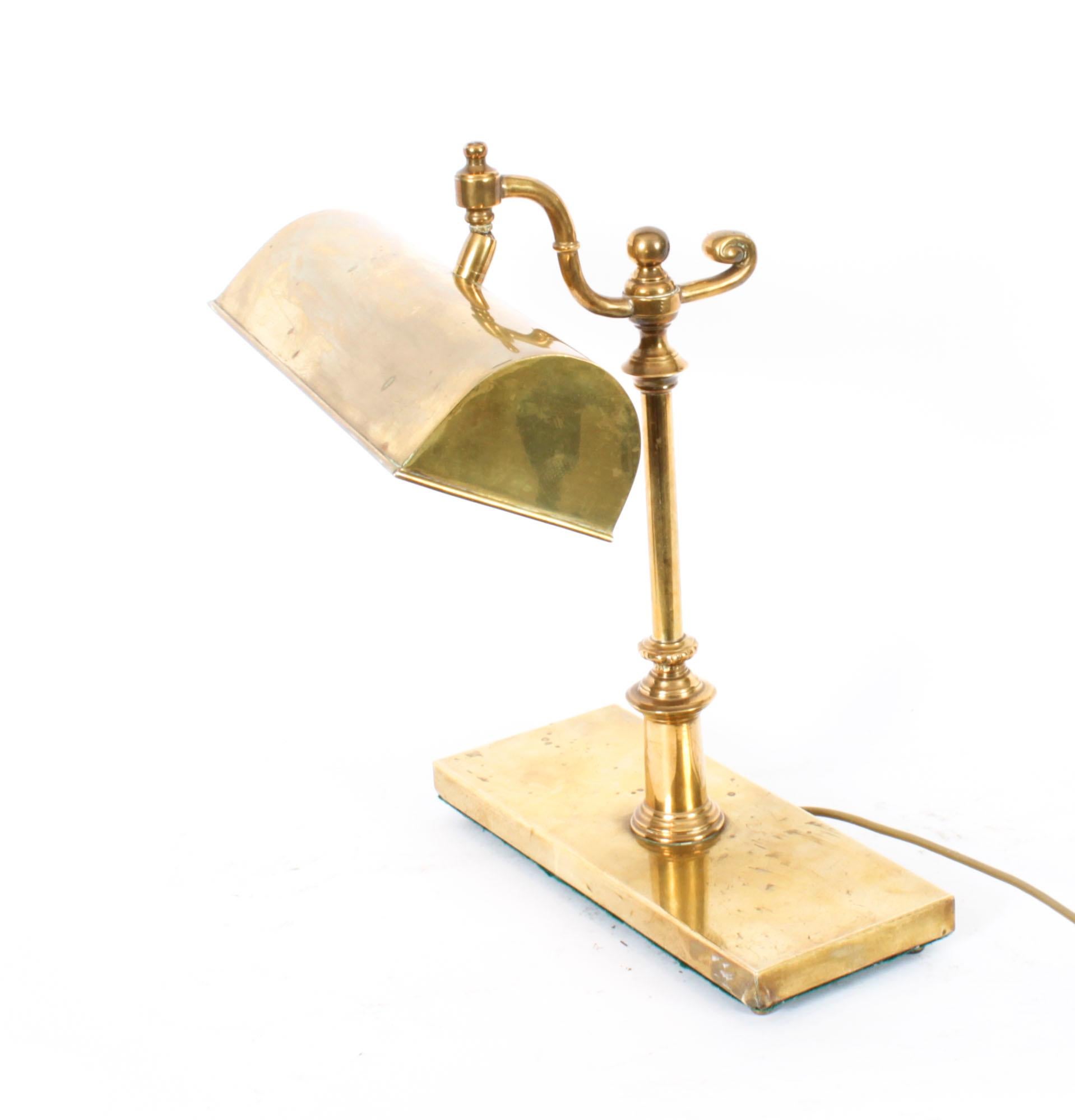 Antique Art Deco Artuculated Brass Bankers Lamp Desk Lamp Circa 1920 1