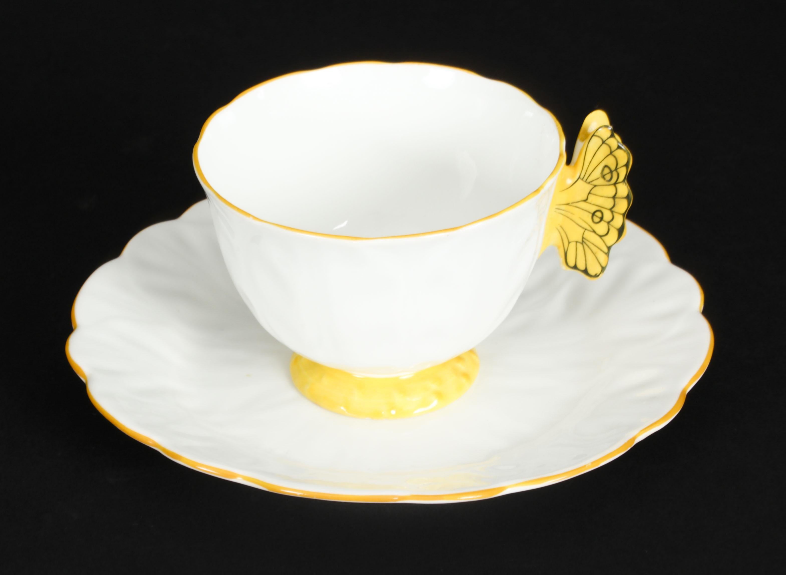Antique Art Deco Aynsley Bone China Butterfly Trio 1920s 10