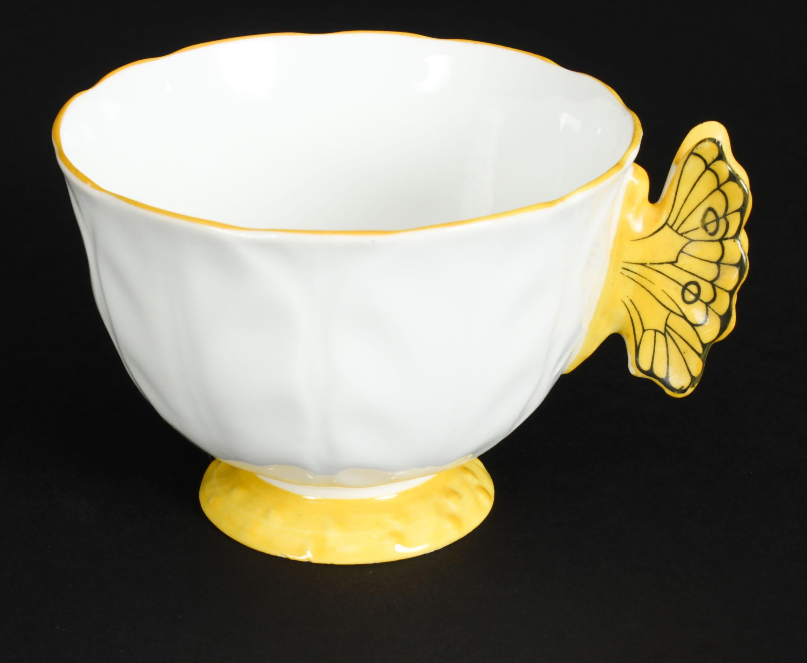 Ceramic Antique Art Deco Aynsley Bone China Butterfly Trio 1920s