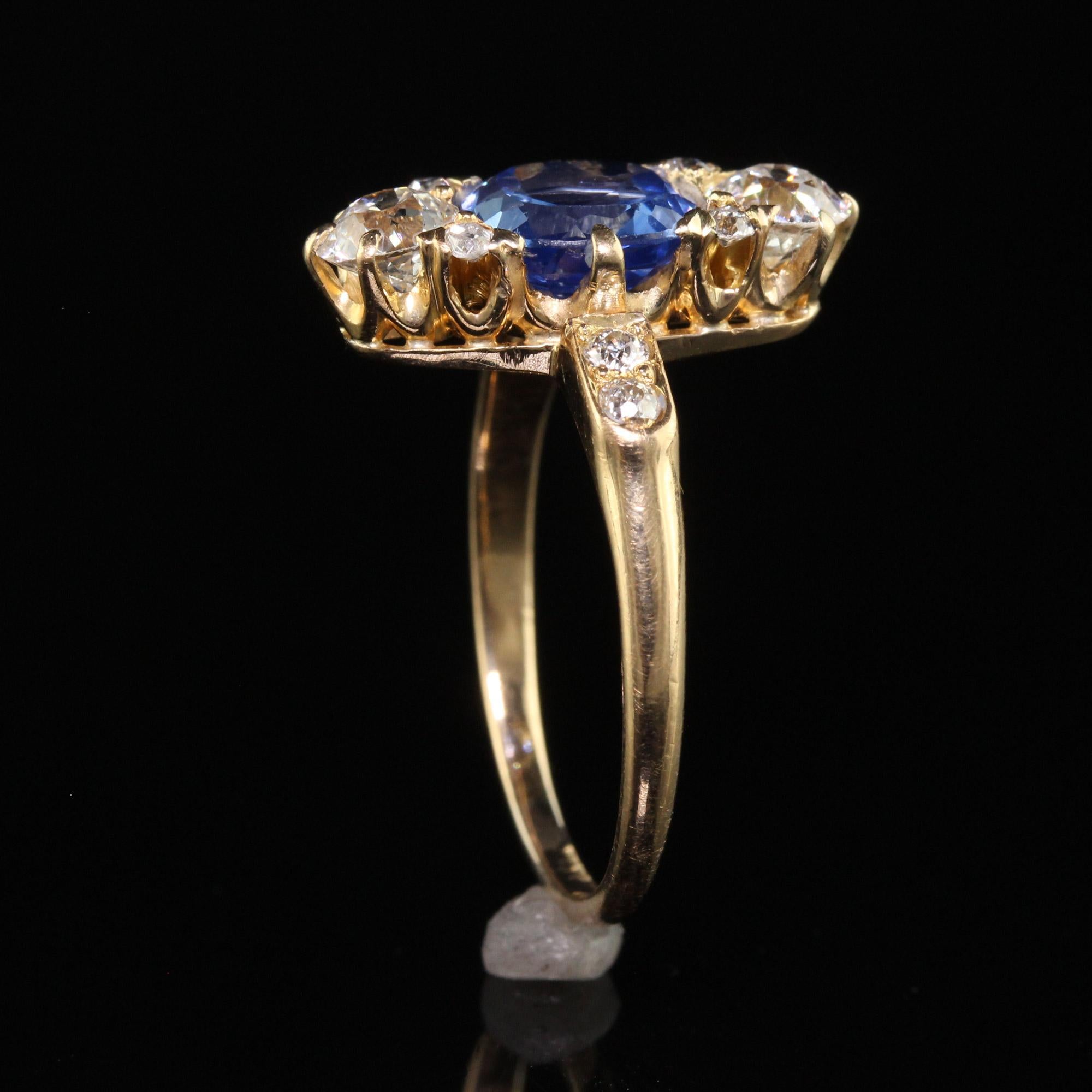 Antique Art Deco Bailey Banks Biddle 18K Yellow Gold Sapphire Diamond Ring - GIA For Sale 2