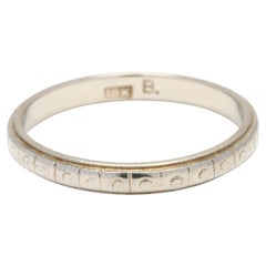 Antique Art Deco Band Ring, 18k White Gold, Ring Size 6.5