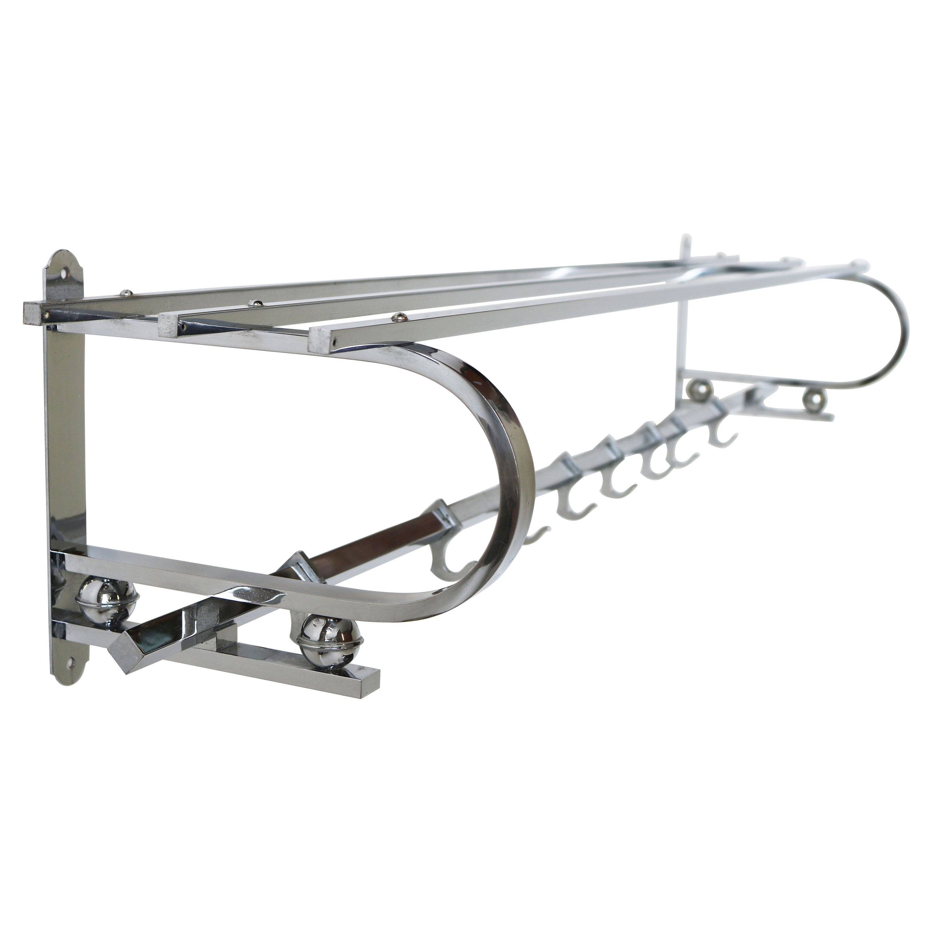 Antique Art Deco Bauhaus Chrome Coat Rack / Hat Rack 1930 Design Hallway Hanger