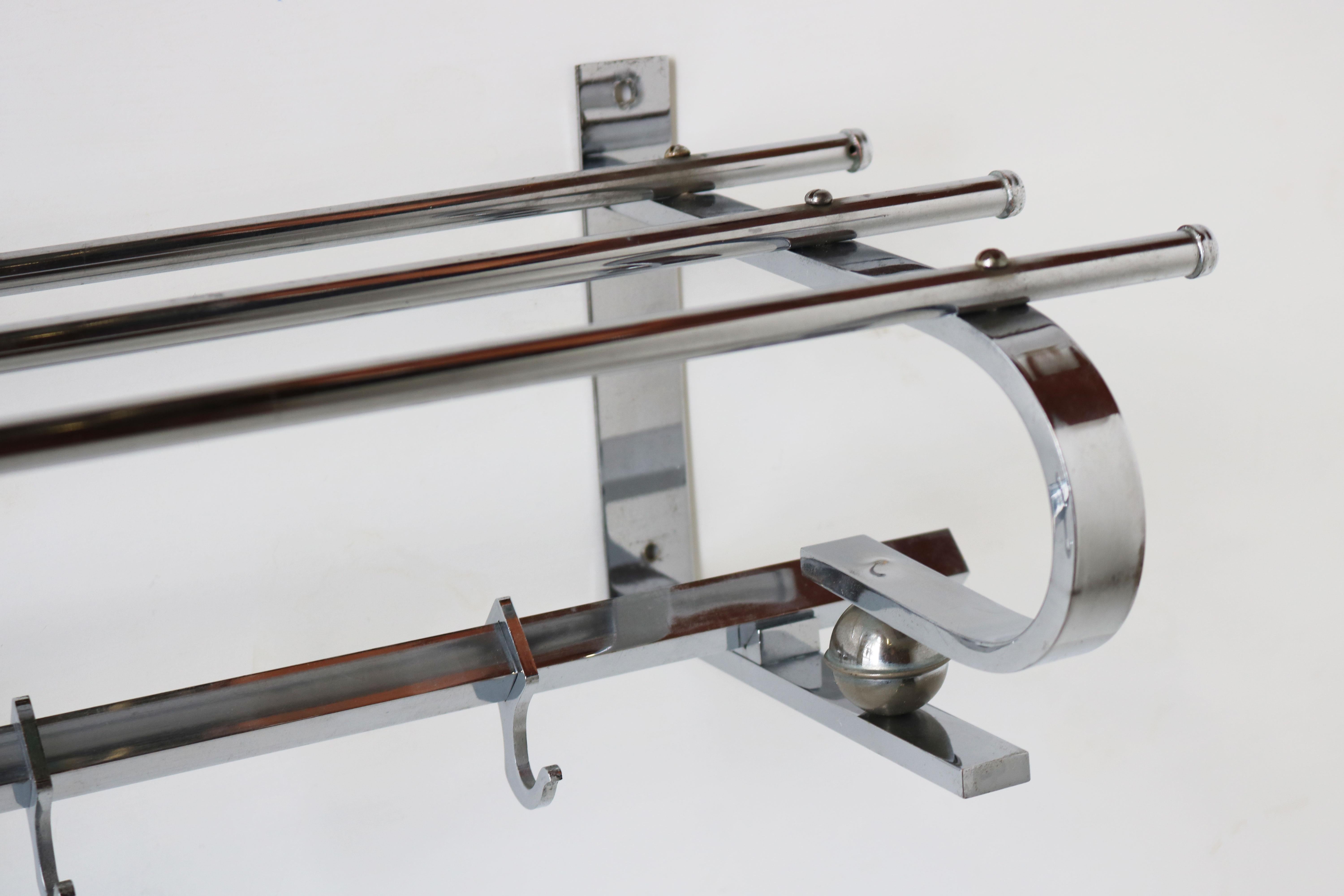 Mid-20th Century Antique Art Deco Bauhaus Chrome Coat Rack / Hat Rack Design Hallway 1930 Germany For Sale