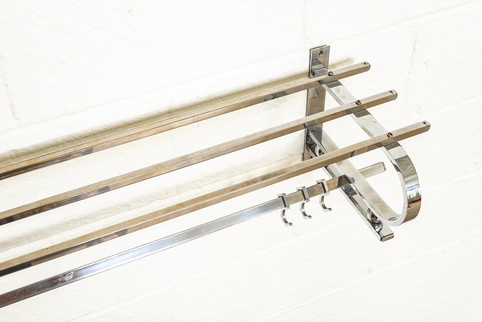 Antique Art Deco Bauhaus German Chrome Hanging Coat and Hat Rack, 1930s For Sale 6