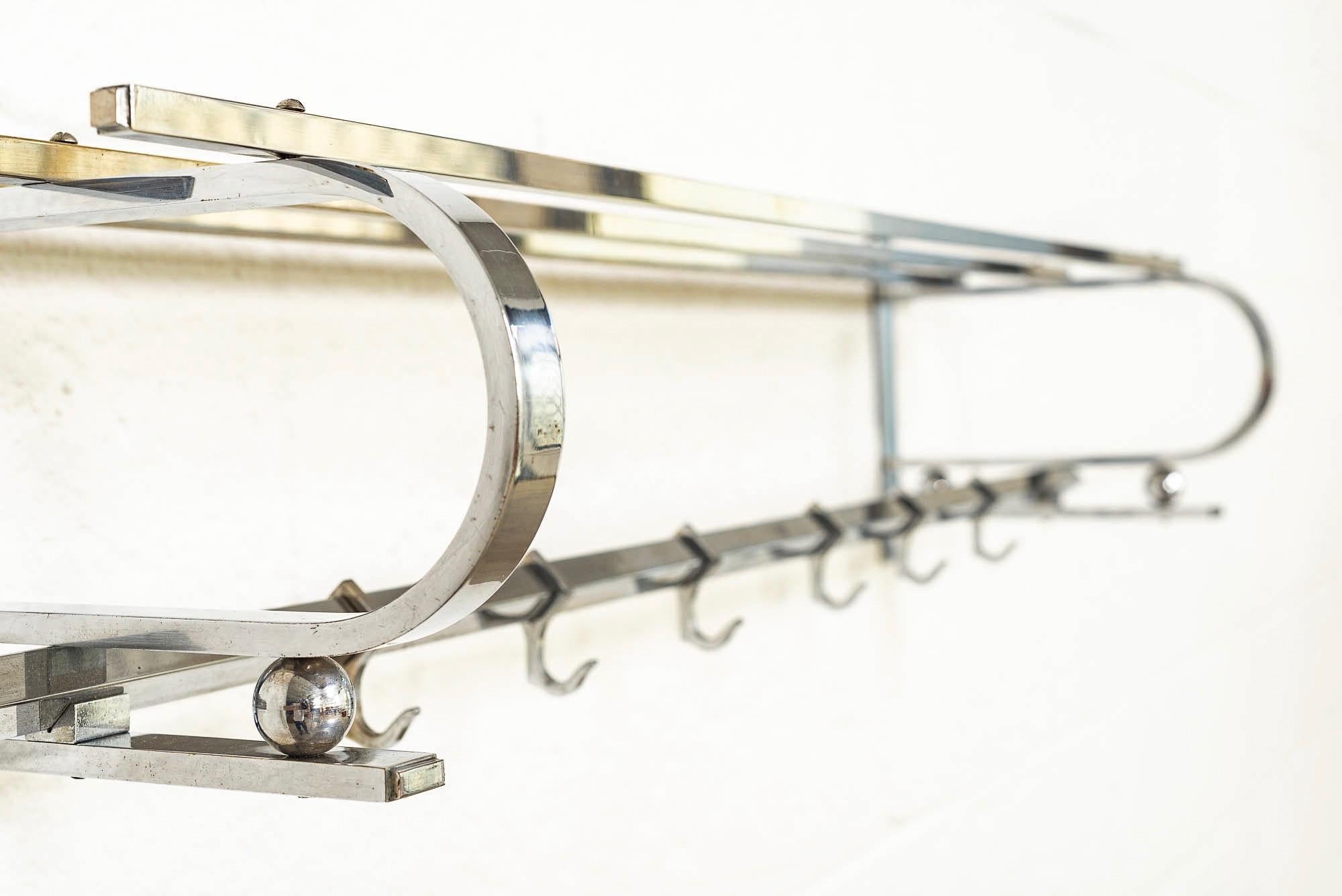 Antique Art Deco Bauhaus German Chrome Hanging Coat and Hat Rack, 1930s For Sale 5