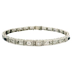 Antike Art Deco Belais 10k Weißgold Diamant Linie Filigran durchbrochene Arbeit Armband