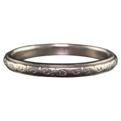Belais Alliance Art Déco ancienne gravée en or blanc 18 carats - Taille 5