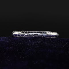 Antique Art Deco Belais 18K White Gold Engraved Wedding Band - Size 6