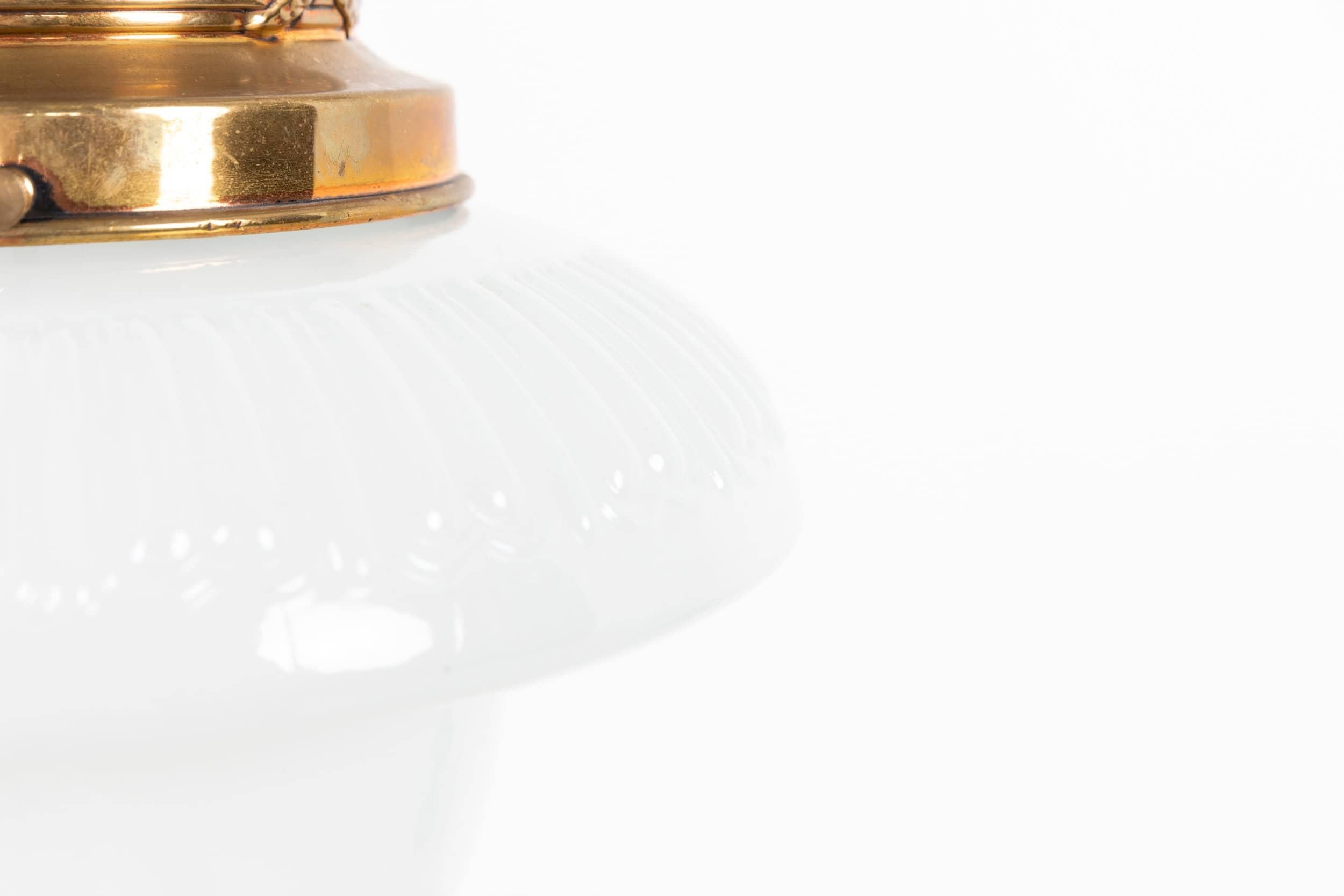 Pressed Antique Art Deco Benjamin 'Bencolite' Opaline Glass Pendant Lamp, C.1930 For Sale