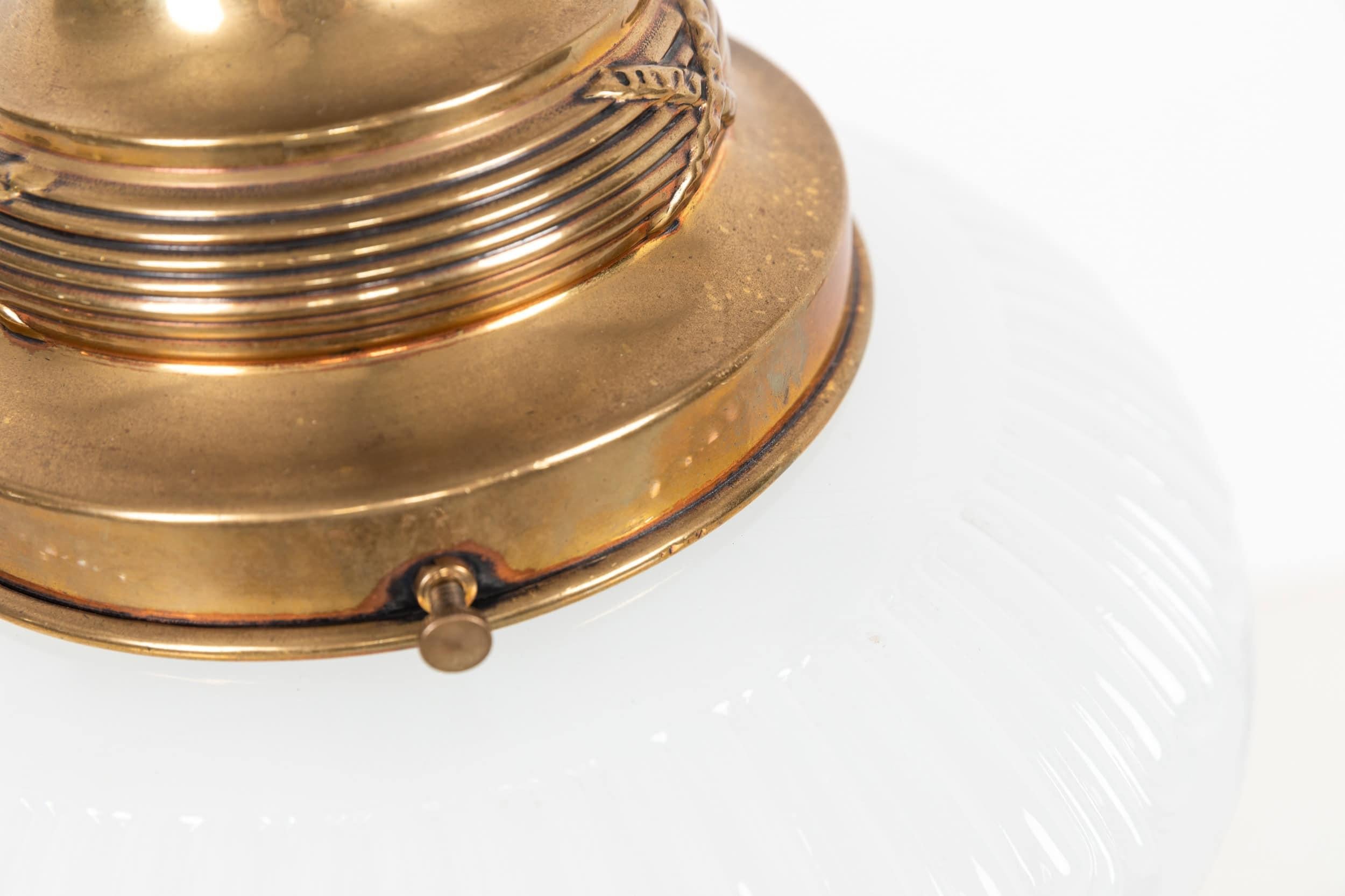 Antique Art Deco Benjamin 'Bencolite' Opaline Glass Pendant Lamp, C.1930 In Fair Condition For Sale In London, GB
