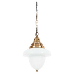 Antique Art Deco Benjamin 'Bencolite' Opaline Glass Pendant Lamp, C.1930