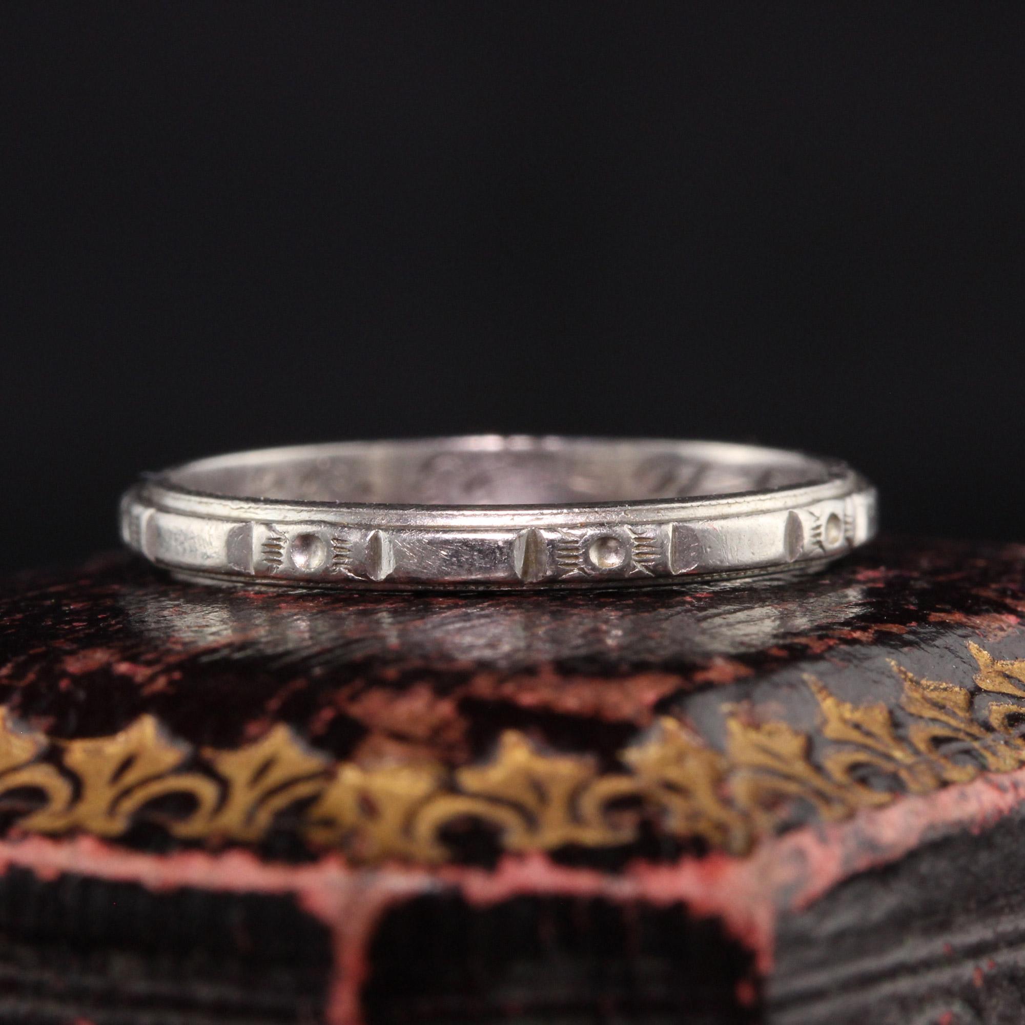 Beautiful Antique Art Deco Berman and Co Platinum Engraved Wedding Band. This beautiful Art Deco wedding band is crafted in platinum. it has beautiful classic engravings on it with the inside of the band being engraved 
