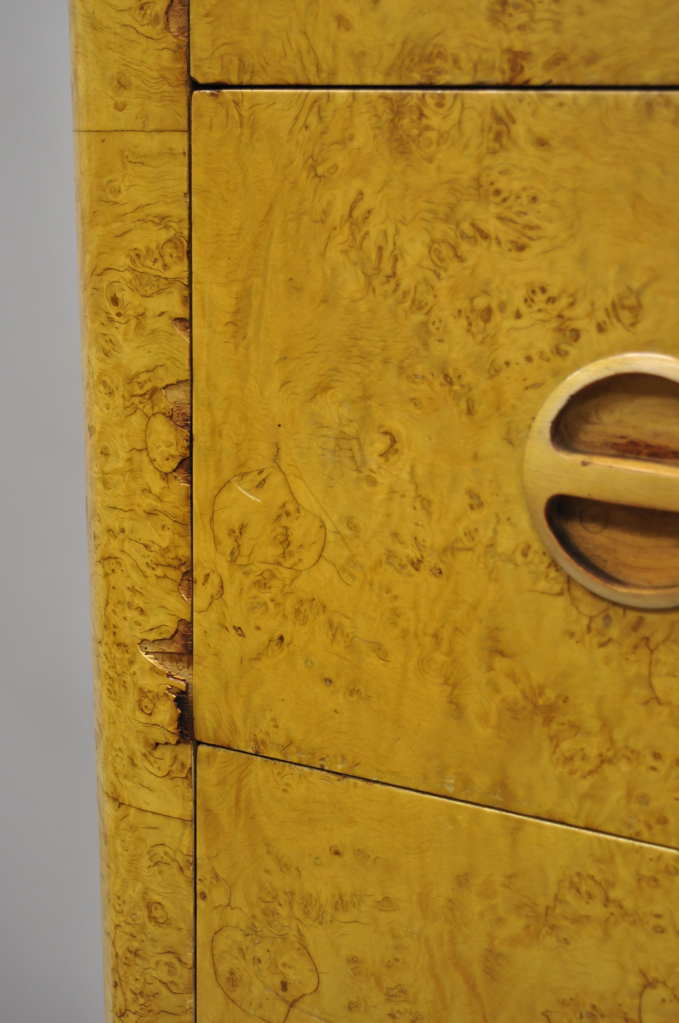 Birdseye Maple Antique Art Deco Bird’s-Eye Maple Tall Chest Dresser after Gilbert Rohde