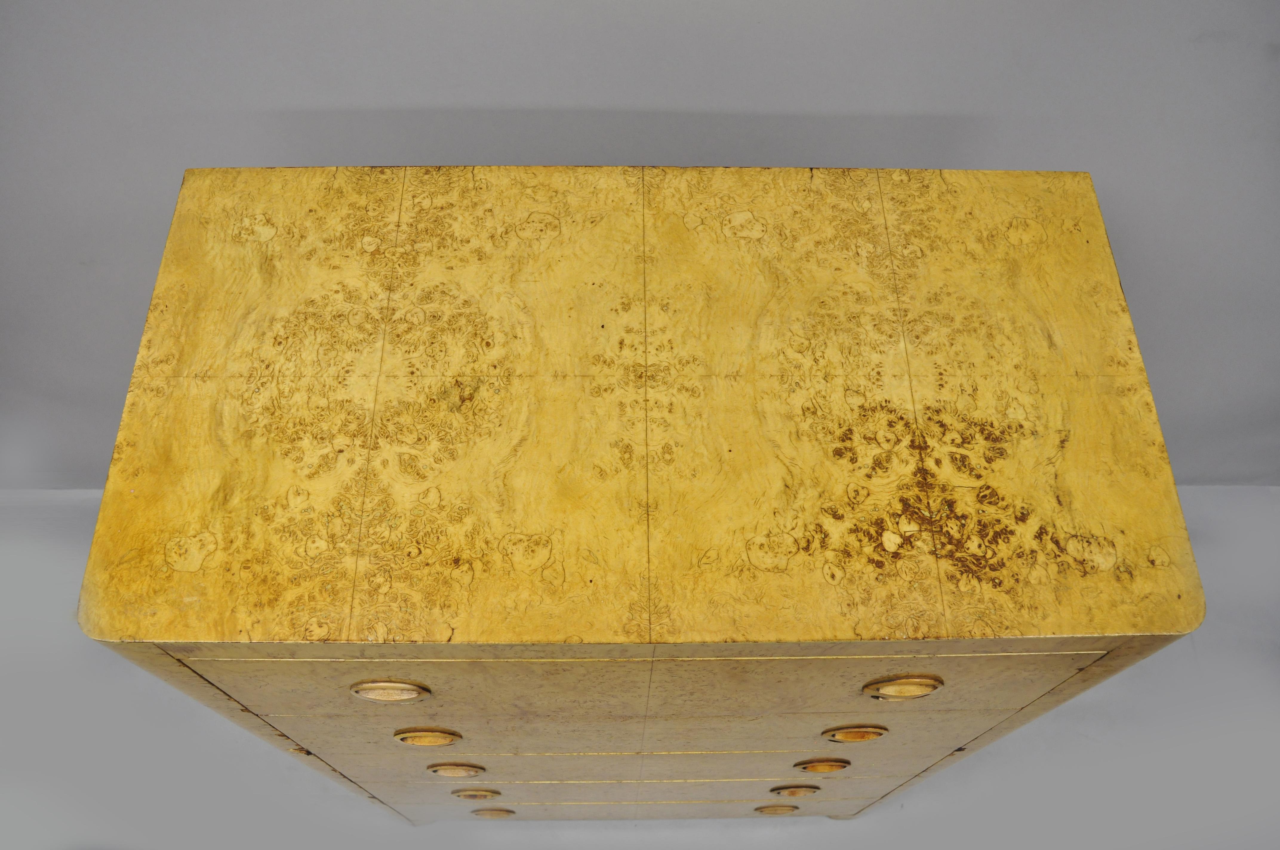 Antique Art Deco Bird’s-Eye Maple Tall Chest Dresser after Gilbert Rohde 1