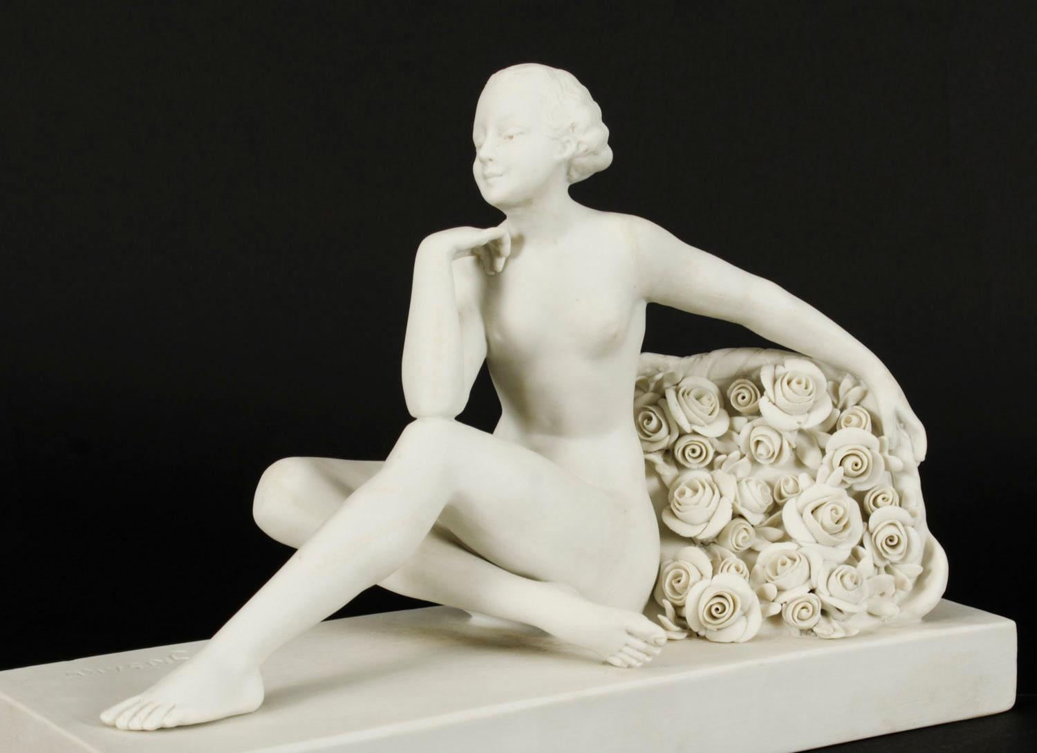 French Antique Art Deco Bisque Porcelain Sculpture 
