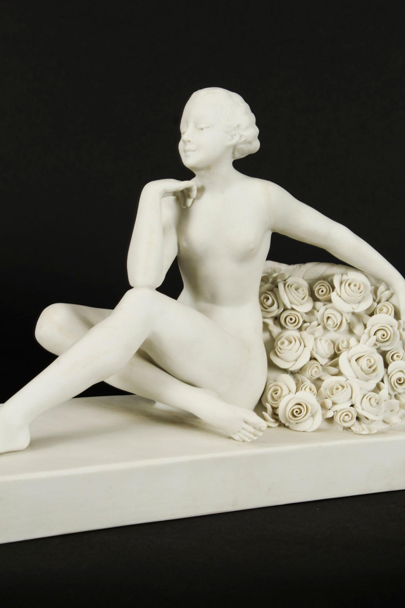 Early 20th Century Antique Art Deco Bisque Porcelain Sculpture 
