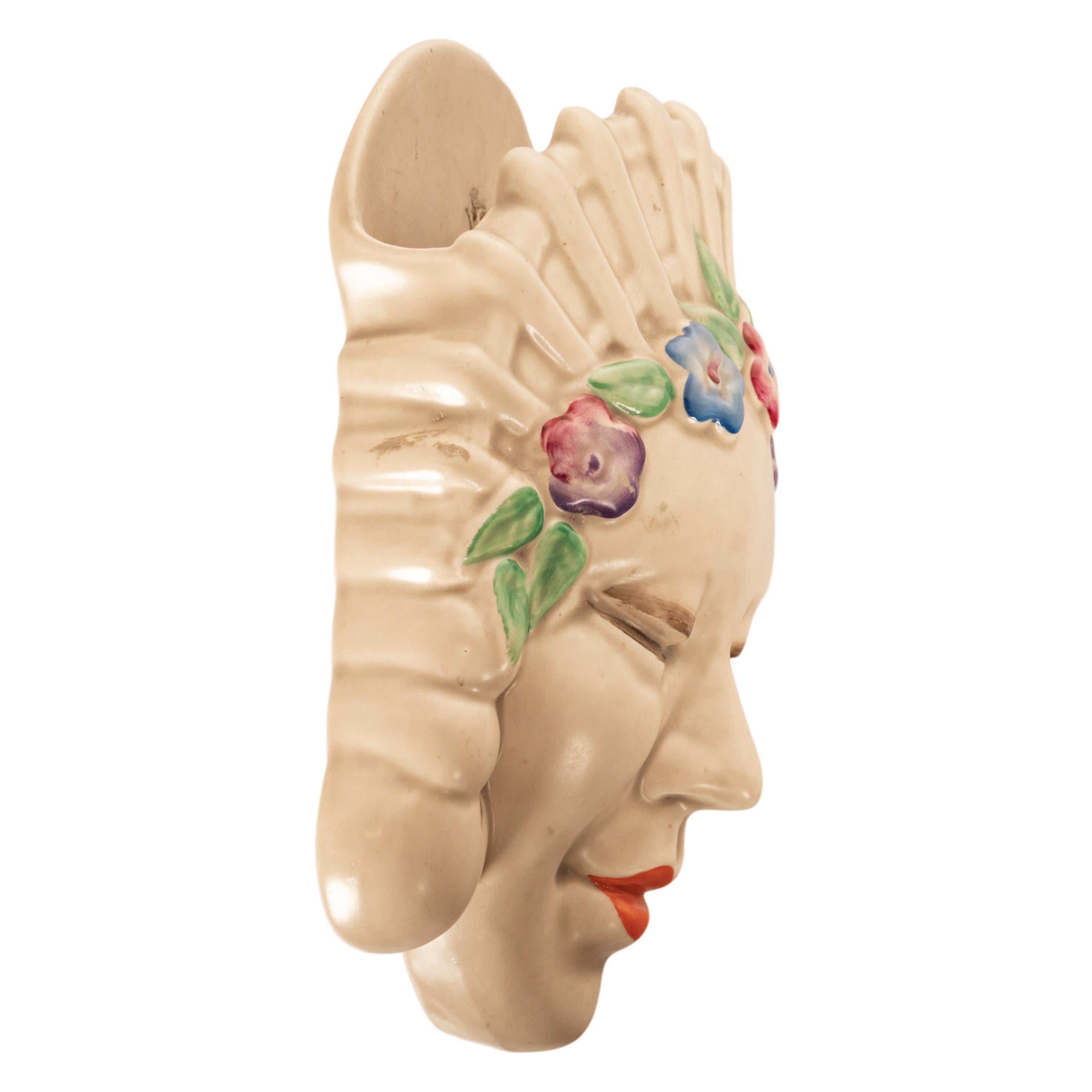Antike Art-Déco-Wandmaske-Vase „Bizarre“ aus Keramik, Clarice Cliff, „Marlene“, Clarice, 1936 im Angebot 2